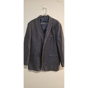 1 Like No Other Blazer Sport Coat Mens 48L Gray Linen Cotton Herringbone Long